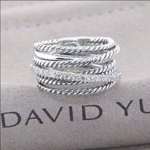 David Yurman sterling silver band with diamonds